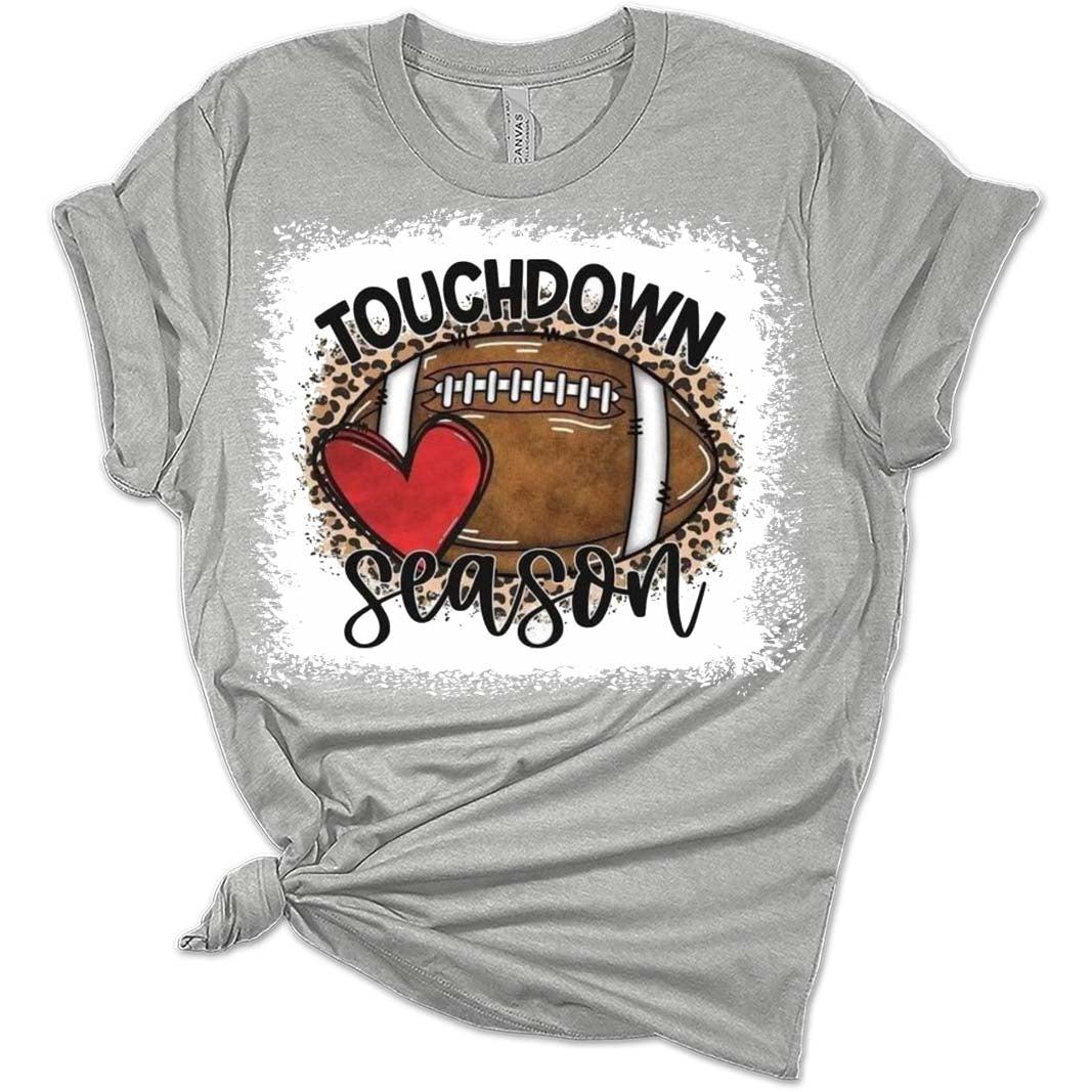 Football Shirts for Women Touchdown Season Tshirt Cute Leopard Bleach Print Fall Graphic Tees
