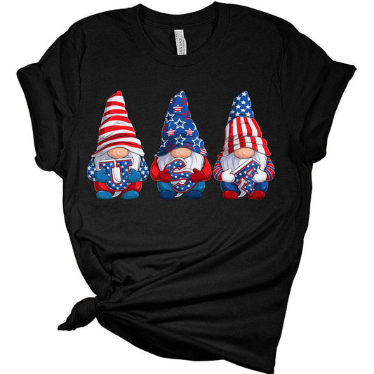 Womens 4th of July Gnomes Shirt American Flag Patriotic Tshirts USA Short Sleeve Casual Graphic Tees Plus Size Tops