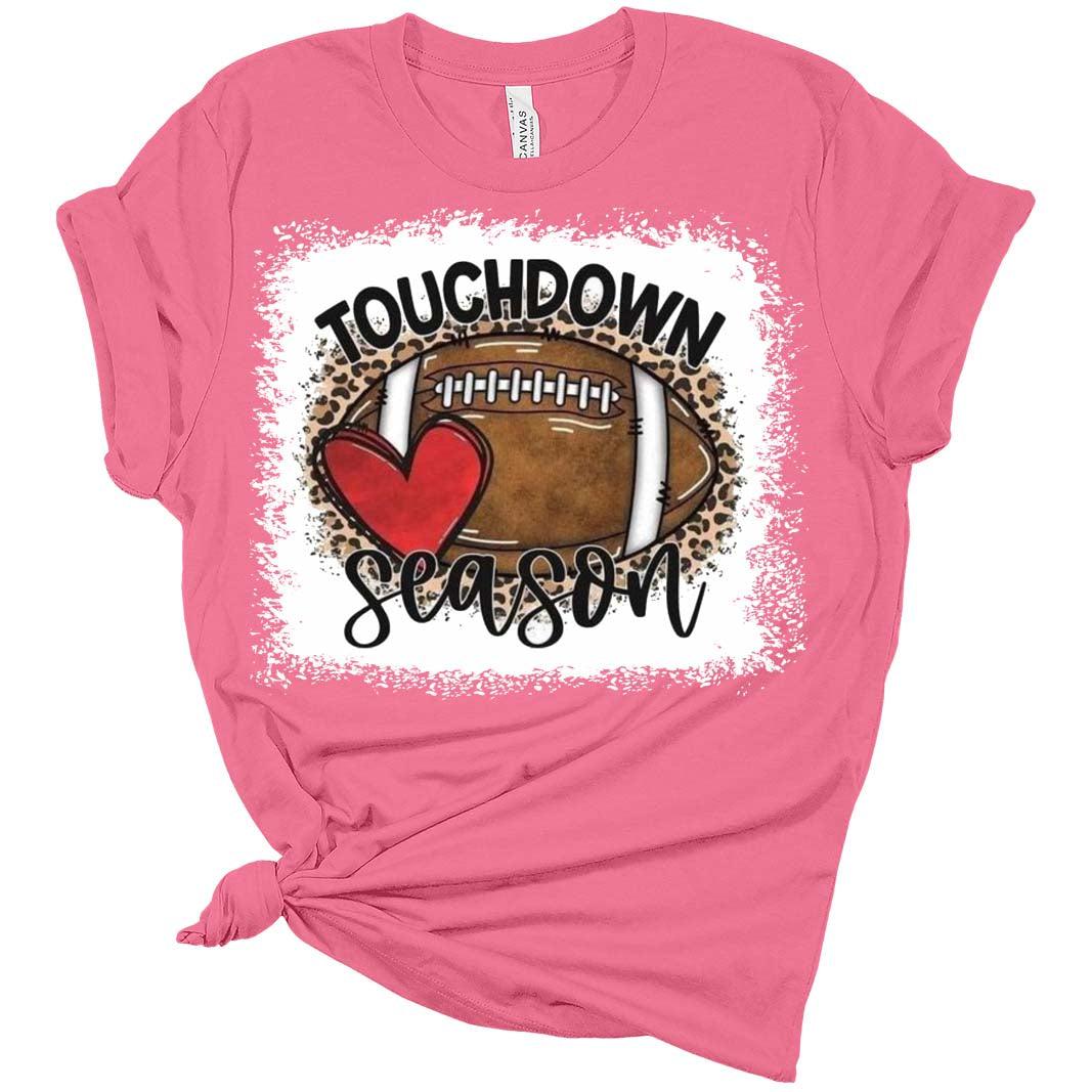 Football Shirts for Women Touchdown Season Tshirt Cute Leopard Bleach Print Fall Graphic Tees