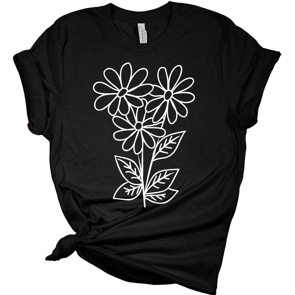 Womens Daisy Shirt Ladies Cute Wildflower Graphic Tees Spring Short Sleeve Plus Size Summer Tops For Women
