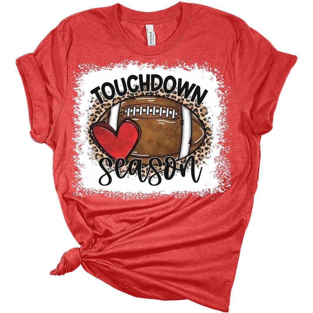 Football Shirts for Women Touchdown Season Tshirt Cute Leopard Bleach Print Fall Graphic Tees