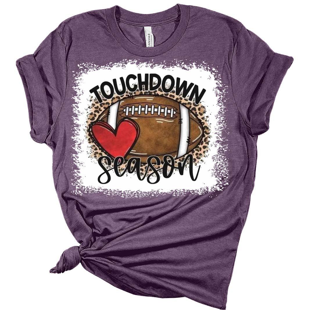Football Shirts for Women Touchdown Season Tshirt Cute Leopard Bleach Print Fall Graphic Tees