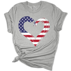 Womens 4th of July Heart Shirts American Flag Cute Patriotic Tshirts USA Short Sleeve Casual Graphic Tees Plus Size Tops