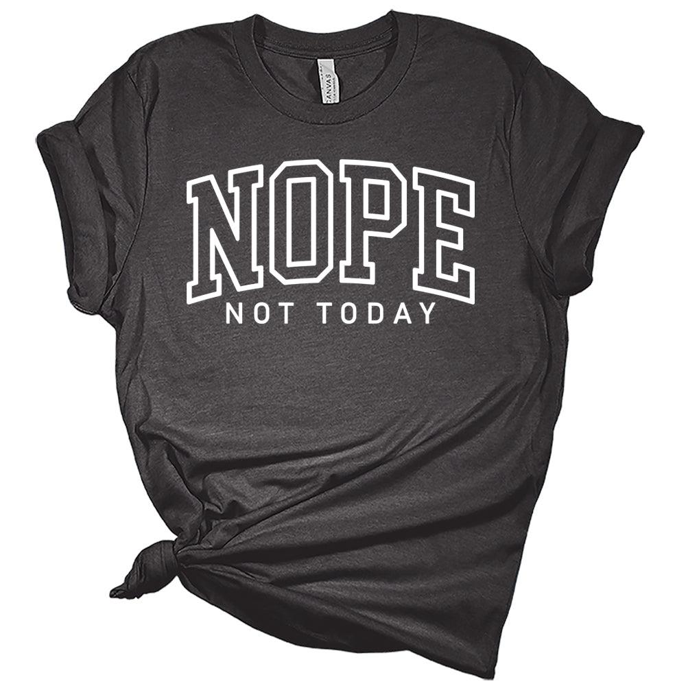 Womens Trendy Nope Not Today College Print Shirt Funny Letter Print Graphic Tees Casual Short Sleeve T Shirts Plus Size Summer Tops