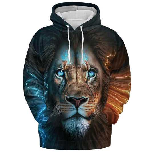 Lion Lightning Storm All Over Print Graphic Hoodie