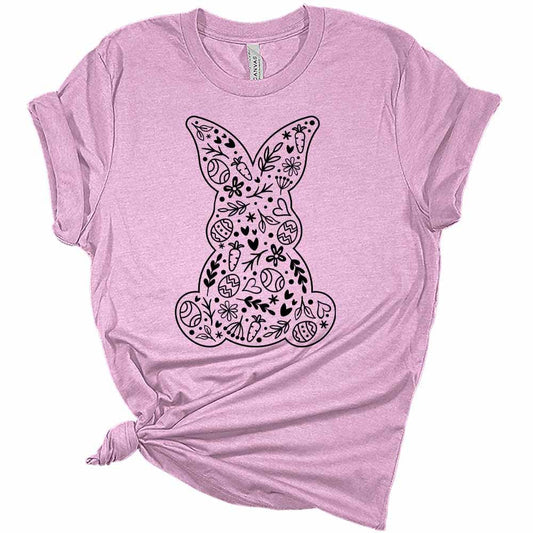 Womens Easter Shirt Bunny Collage T-Shirt Cute Graphic Tee Short Sleeve Top