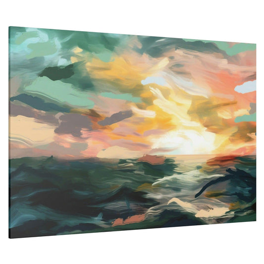 Ocean Sunset 3 Wall Art - Abstract Picture Canvas Print Wall Painting Modern Artwork Wall Art for Living Room Home Office Décor