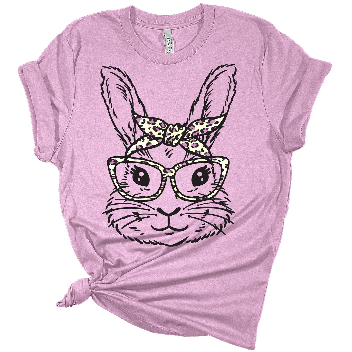 Women's Cute Bunny Headband Print T-Shirtshort Sleeve Easter Graphic Top