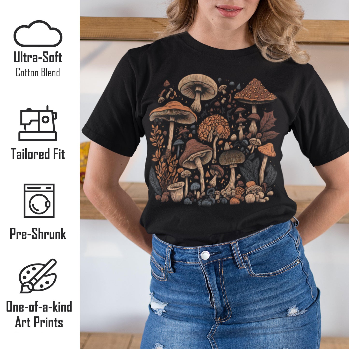 Mushroom Shirt Womens Cottagecore Shirts Cute Mushroom Clothes Graphic Aesthetic T-Shirt