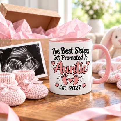 The Best Sisters Get Promoted To Auntie Est. 2027 Mug - gift lifestyle
