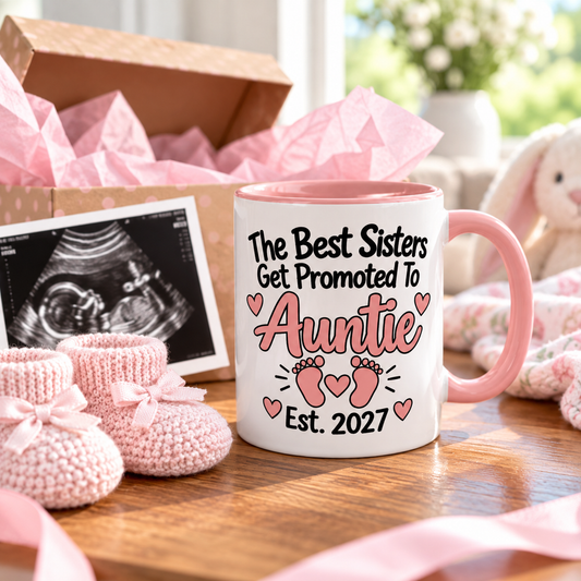 The Best Sisters Get Promoted To Auntie Est. 2027 Mug - gift lifestyle