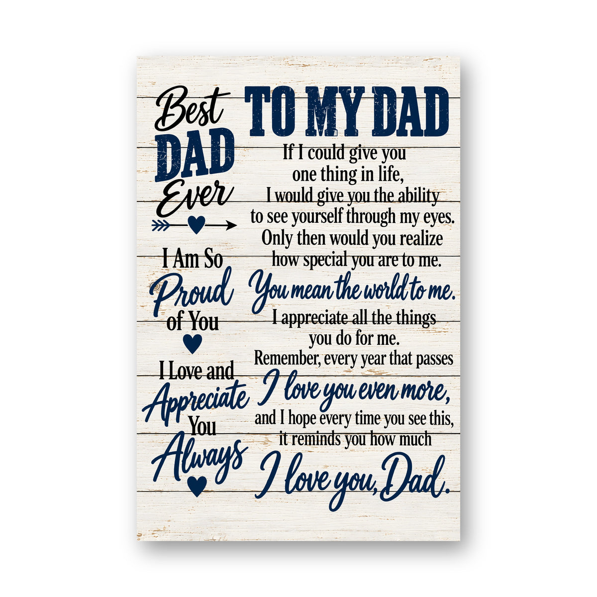 To My Dad canvas front view