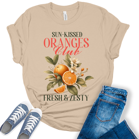 Oranges Shirt Fruit Aesthetic Cute Graphic Tees For Women