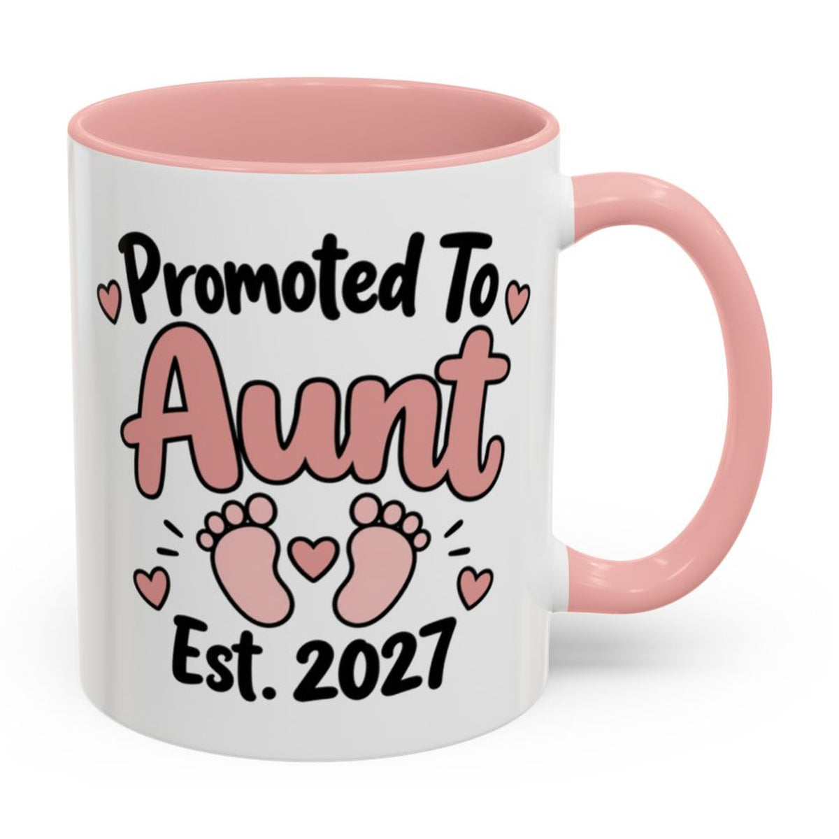 Promoted To Aunt Est. 2027 Mug - right side on white