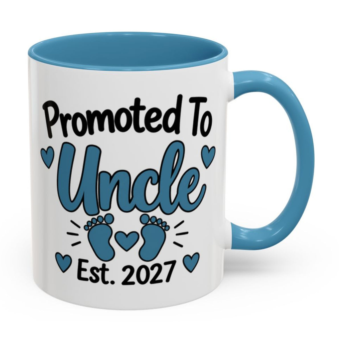 Promoted To Uncle Est. 2027 Mug - right side on white