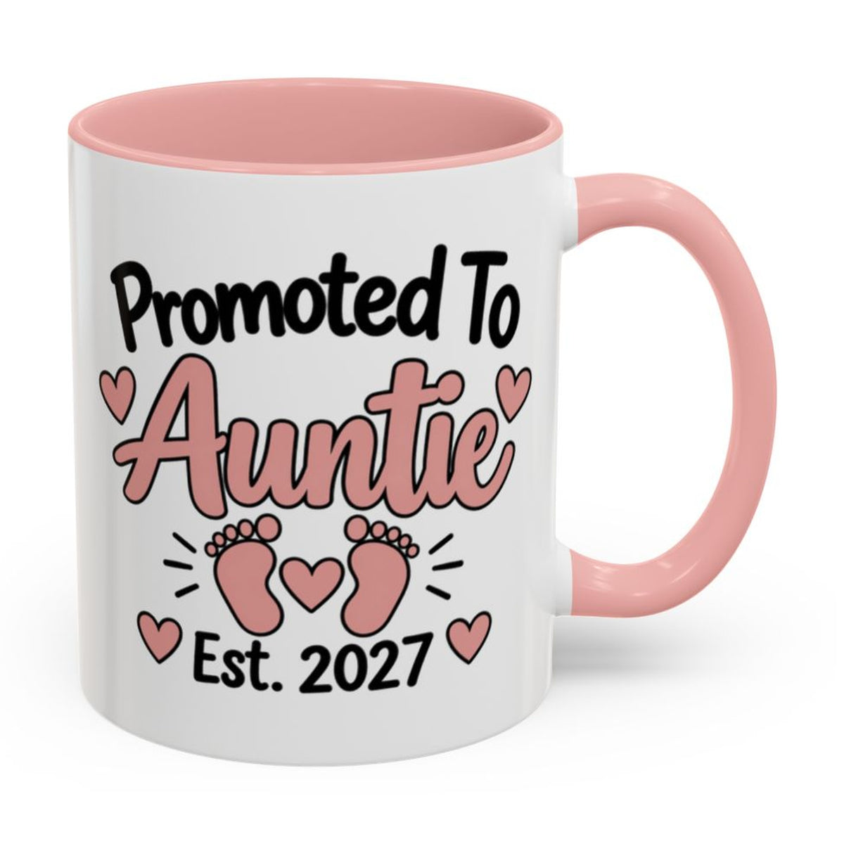 Promoted To Auntie Est. 2027 Mug - right side on white