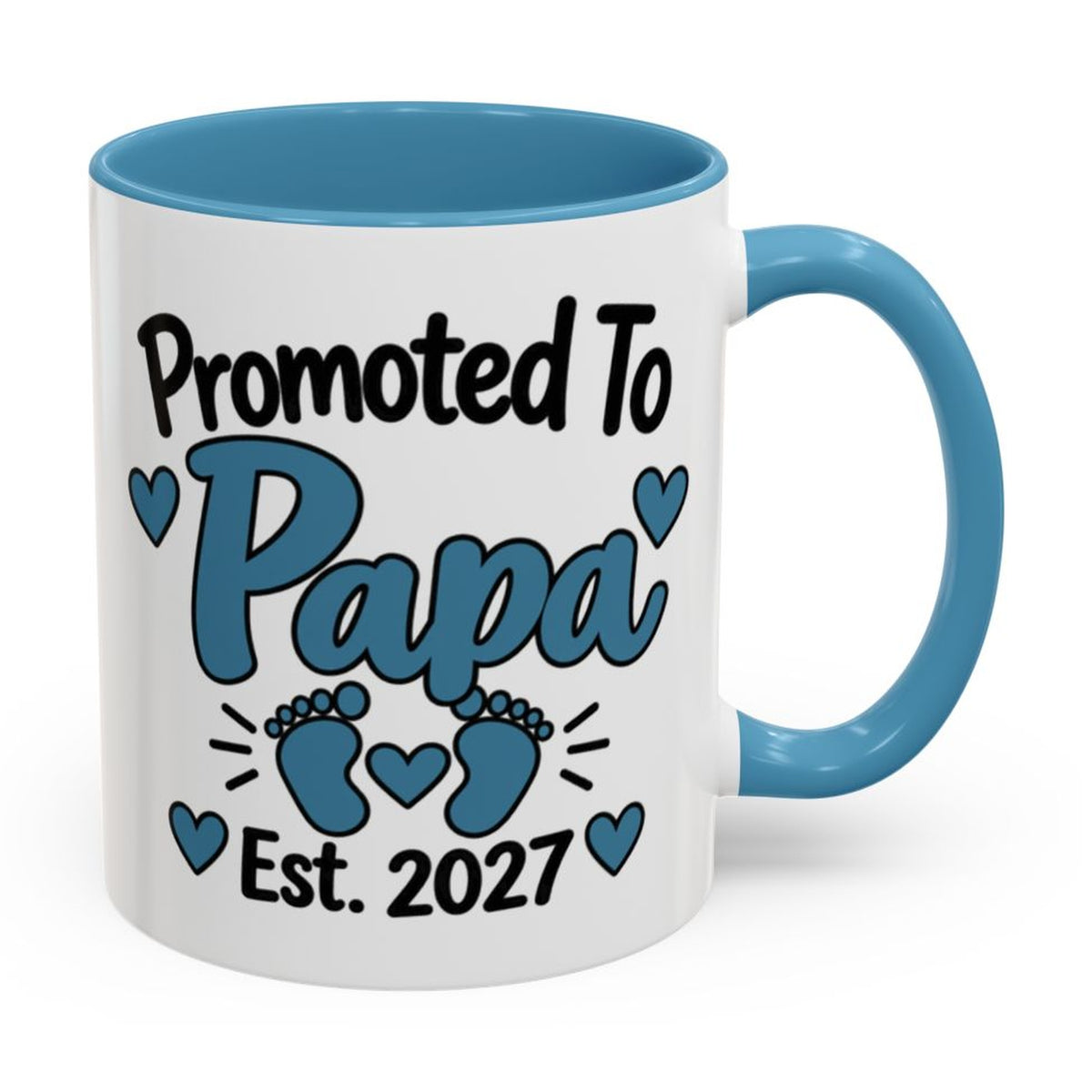 Promoted To Papa Est. 2027 Mug - right side on white