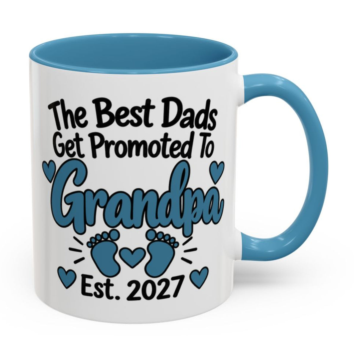 The Best Dads Get Promoted To Grandpa Est. 2027 Mug - right side on white