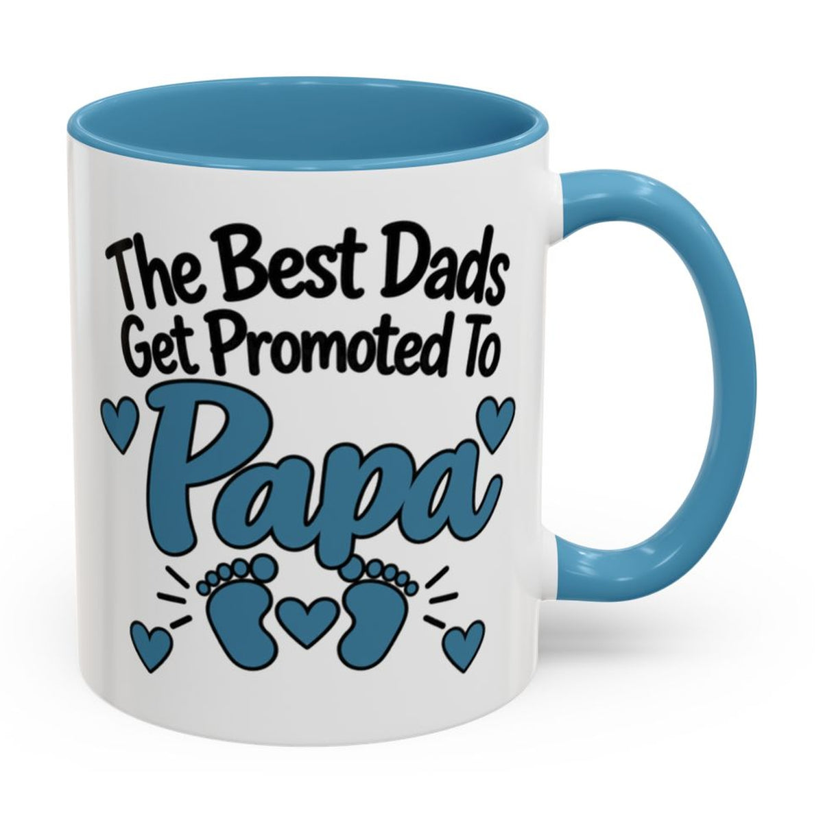 The Best Dads Get Promoted To Papa Mug - right side on white