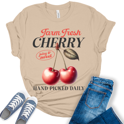 Cherry Shirt Fruit Aesthetic Cute Graphic Tees For Women