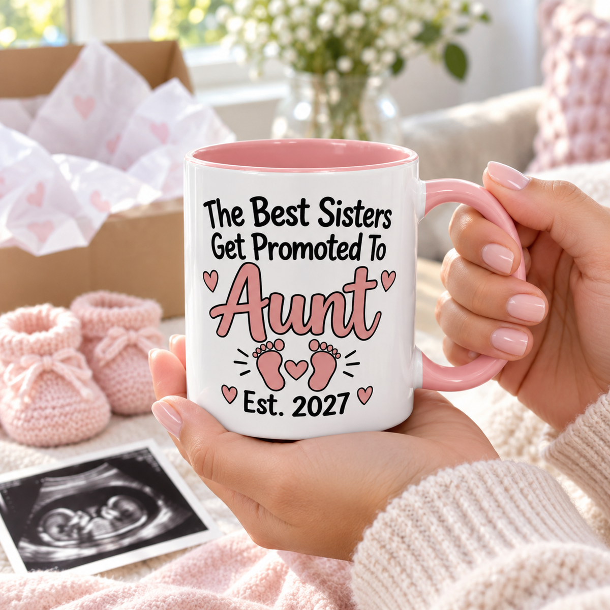 The Best Sisters Get Promoted To Aunt Est. 2027 Mug - gift lifestyle