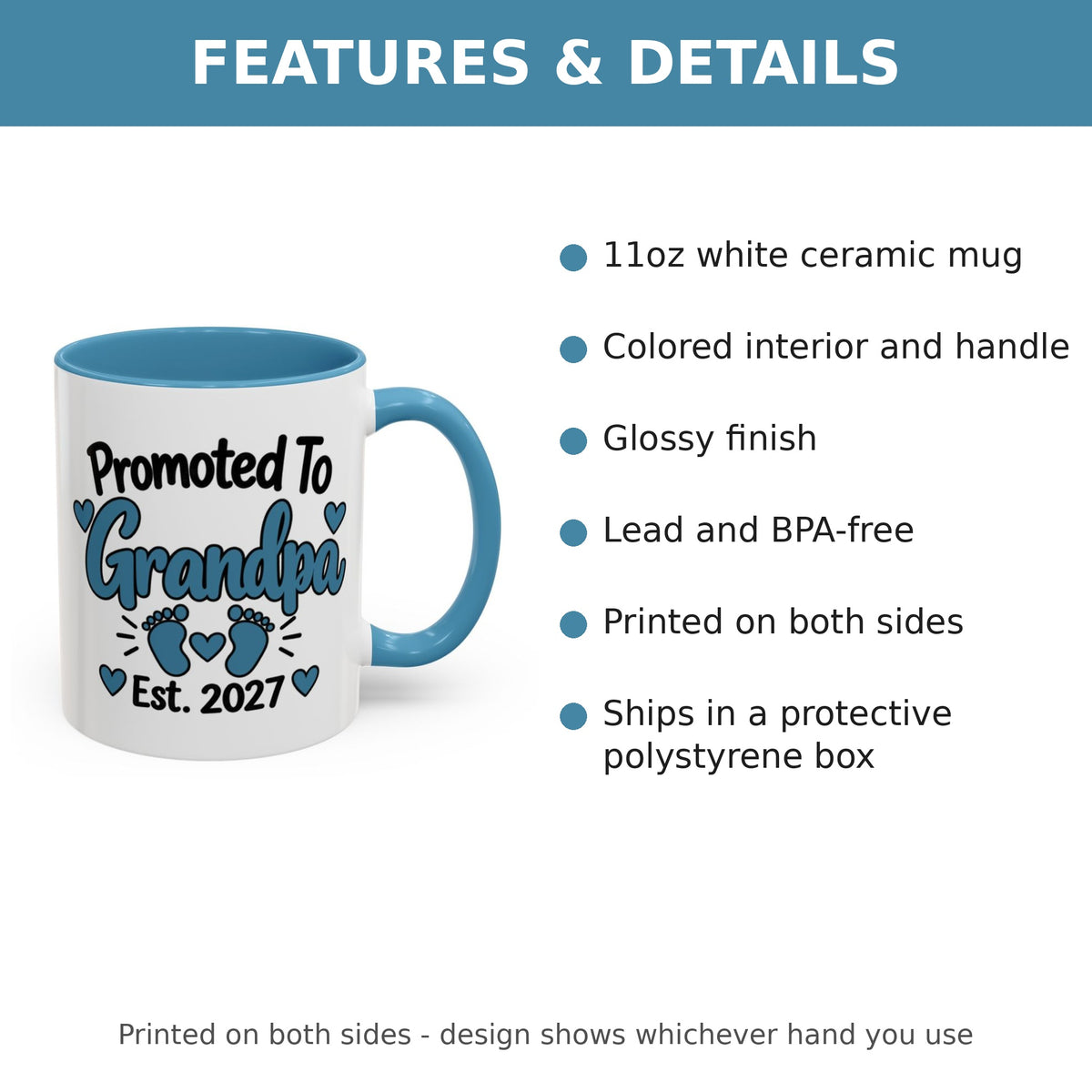 Promoted To Grandpa Est. 2027 Mug - features and details