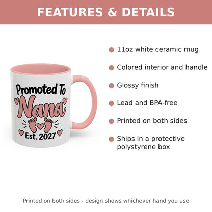 Promoted To Nana Est. 2027 Mug - features and details