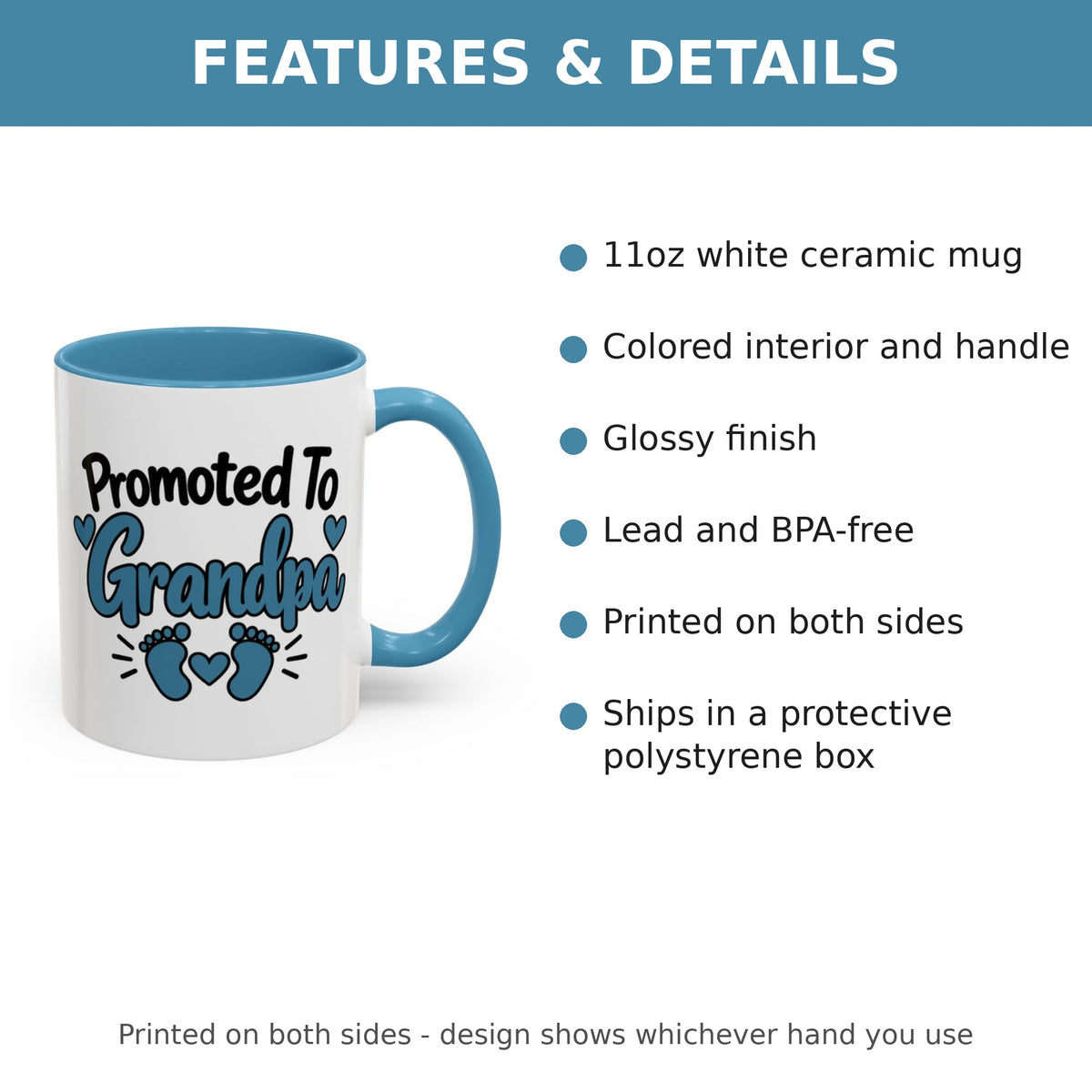 Promoted To Grandpa Mug - features and details
