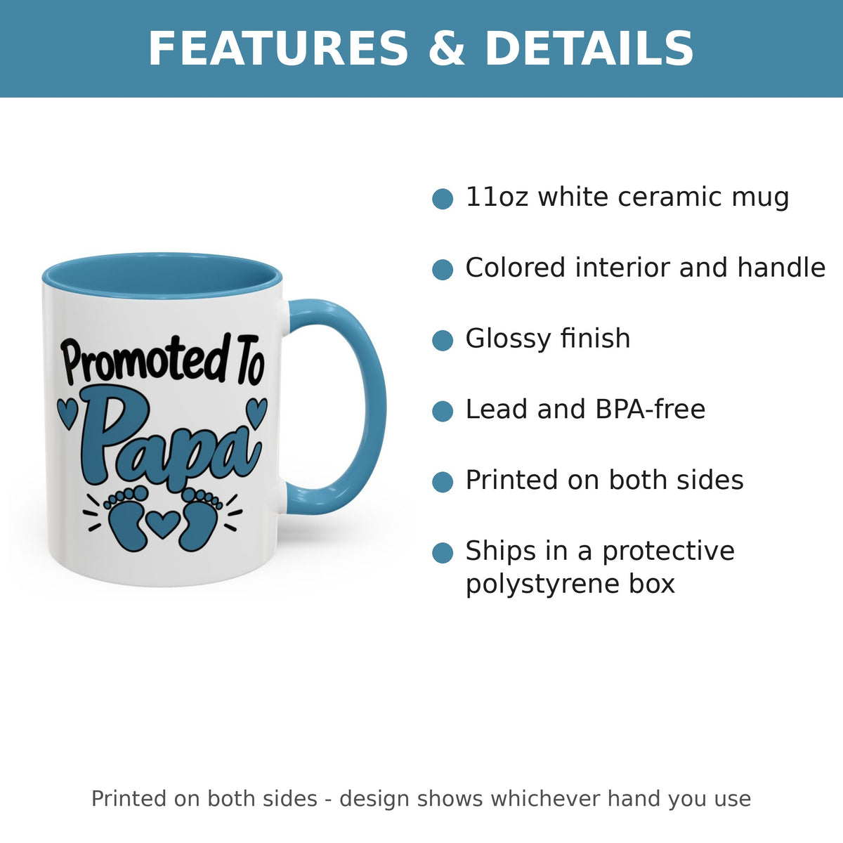 Promoted To Papa Mug - features and details