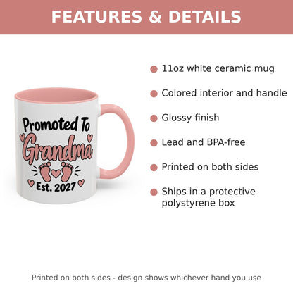 Promoted To Grandma Est. 2027 Mug - features and details