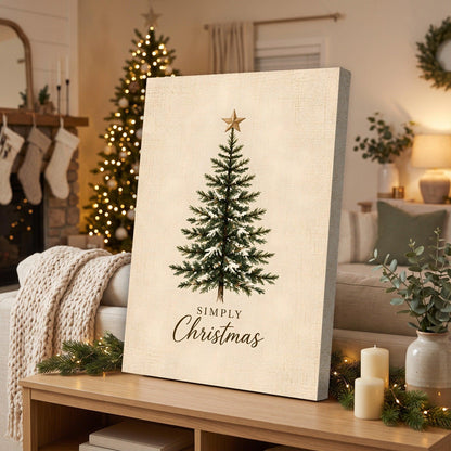 Simply Christmas Canvas Wall Art – Farmhouse Christmas Tree Decor, Vertical 8x12 16x24 24x36