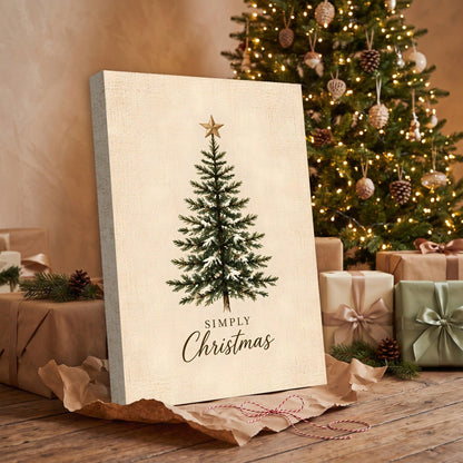 Simply Christmas Canvas Wall Art – Farmhouse Christmas Tree Decor, Vertical 8x12 16x24 24x36