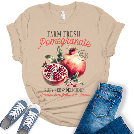 Pomegranate Shirt Fruit Aesthetic Cute Graphic Tees For Women