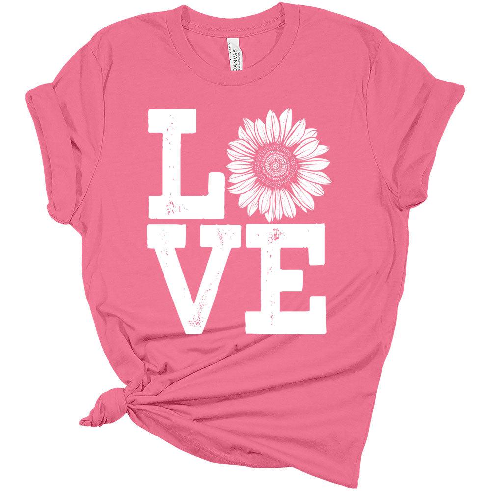 Womens Love Sunflower Shirt Floral Graphic Tee