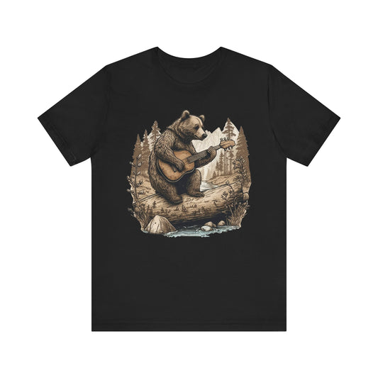Bear Playing Guitar Cottagecore T-Shirt - PF