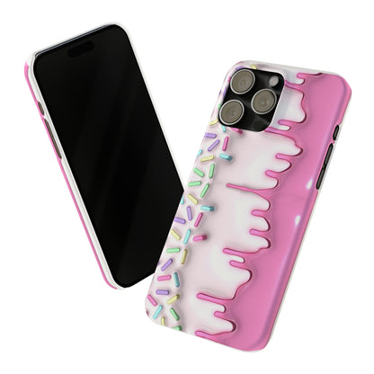 Pink Frosted iPhone 15 Case Cake With Sprinkles Background 3D Style Print Ultra-Slim Phone Case