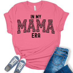 Mama Shirt in My Mom Era T Shirt Womens Graphic Print Leopard Bella Top