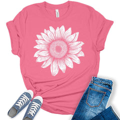 Sunflower Shirt Graphic Tee for Women Cute Cottagecore Boho Tops for Teen Girls