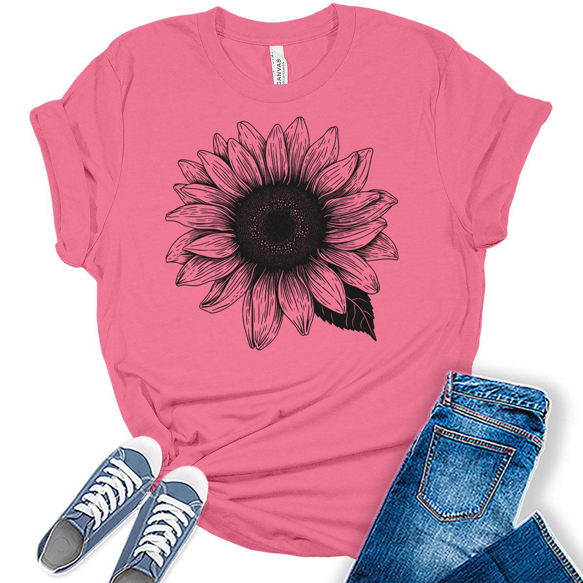Sunflower Shirts Women's Graphic Tees Cute Vintage Teen Girl Tops