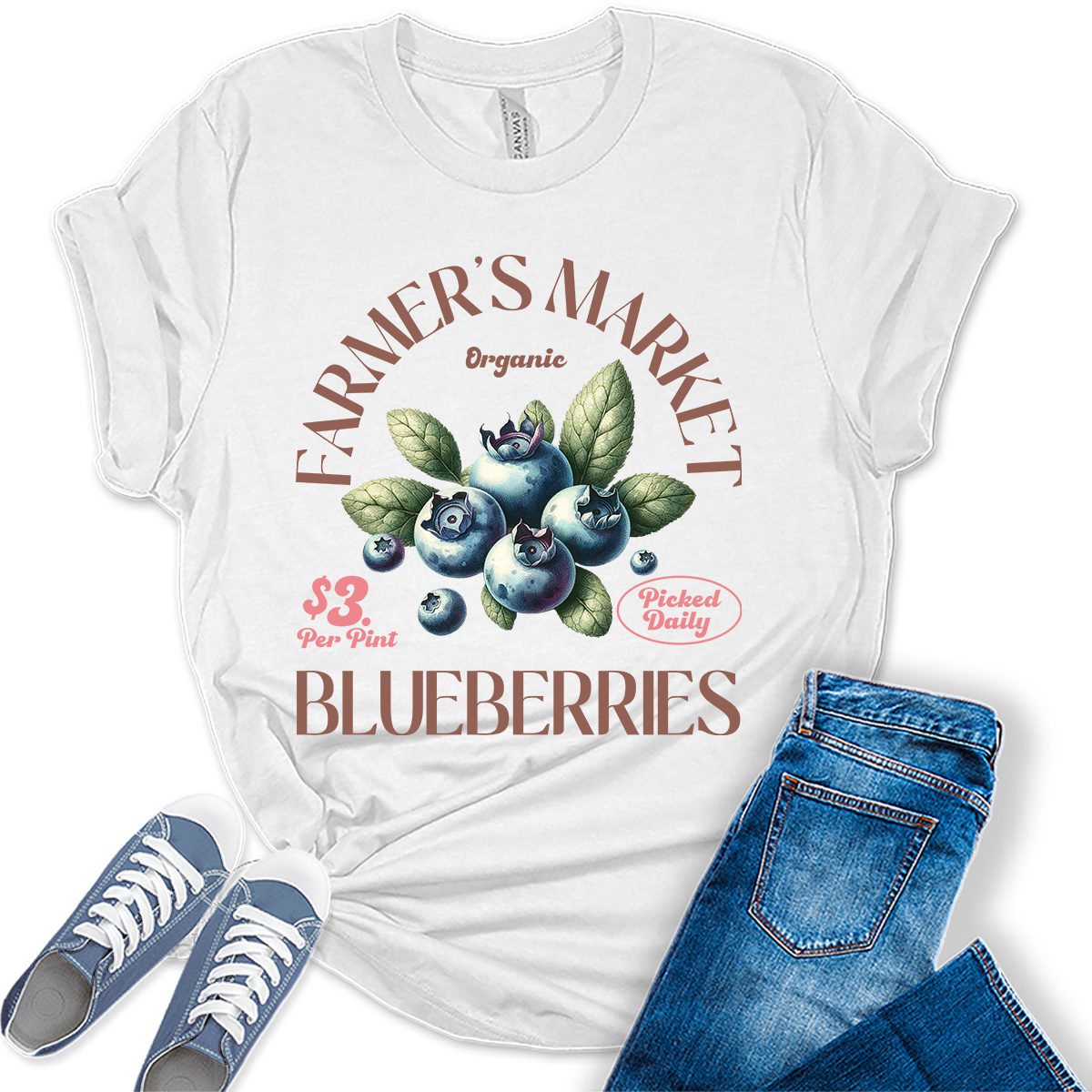 Blueberries Shirt Fruit Aesthetic Cute Graphic Tees For Women