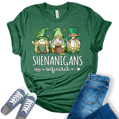 Shenanigans Squad Funny Gnomes St Patrick's T-Shirt For Women