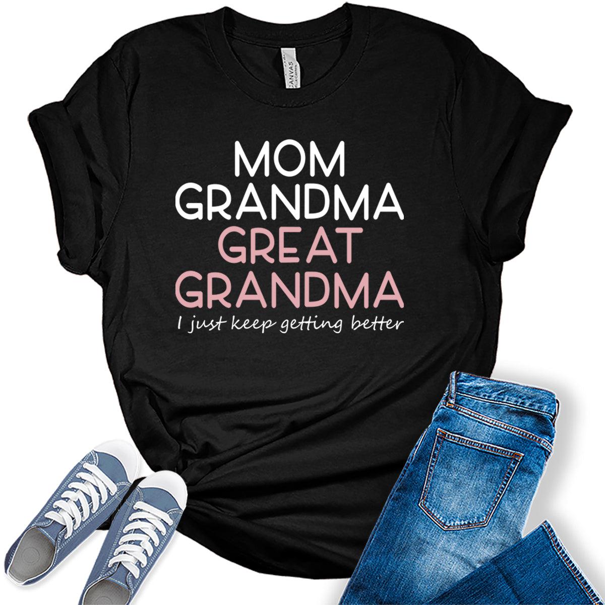 Mom Grandma Great Grandma Gift Graphic Tees for Women