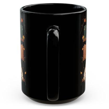 Cute Cats Read Book Mug - Black Coffee Cup Ceramic Mug 15 Oz - Book Gifts For Women Lover - Inspirational Librarian Teacher Present For Halloween