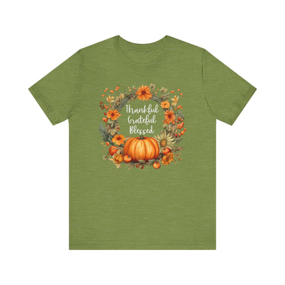 Womens Thanksgiving Shirt Fall Graphic Tees Cute Thankful Grateful Blessed Tshirt Vintage Floral Short Sleeve Tops - PF