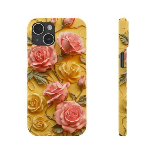 Pink And Yellow Roses 3D Style Print iPhone Case