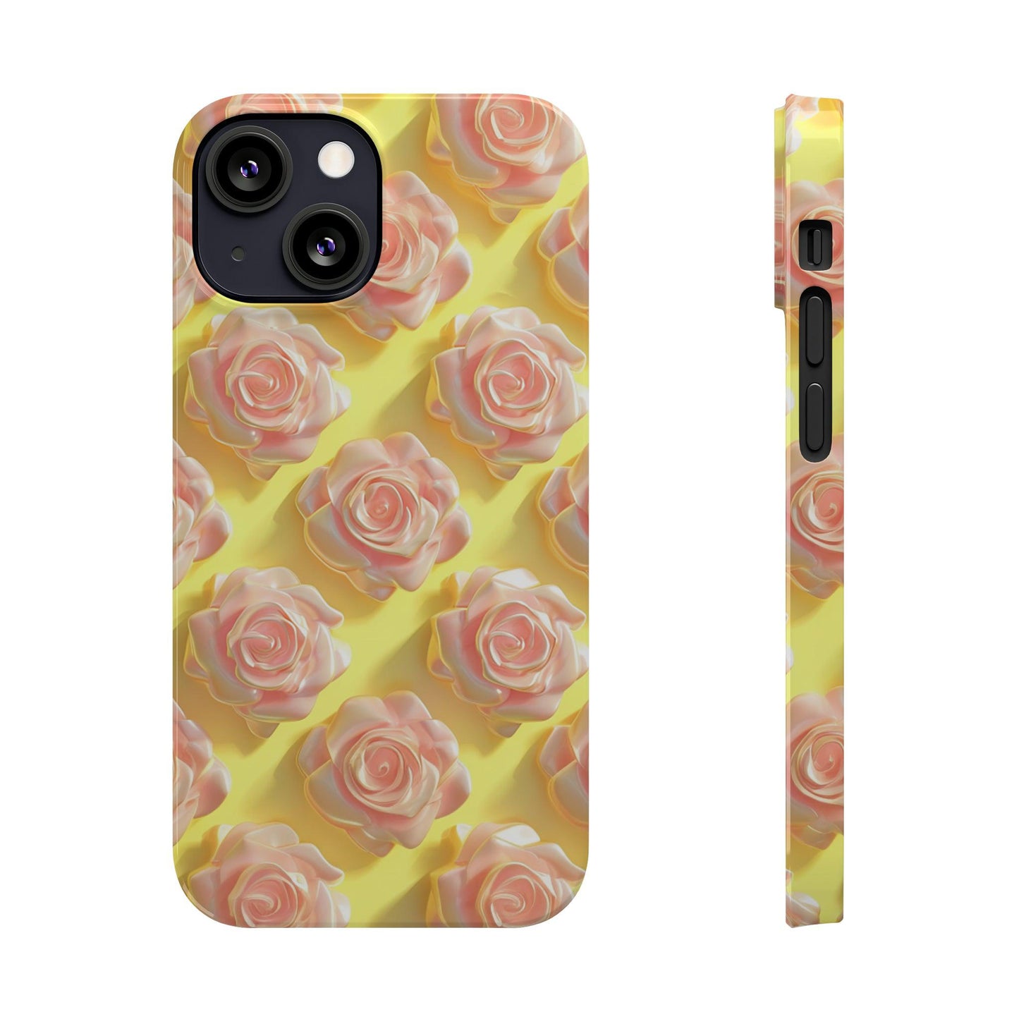 Pink  Roses Yellow Background 3D Style Print iPhone Case