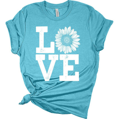 Womens Love Sunflower Shirt Floral Graphic Tee