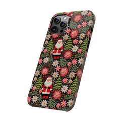 Christmas Santa Floral Christmas Tree Phone Case Embroidered Print Effect Slim iPhone Cases