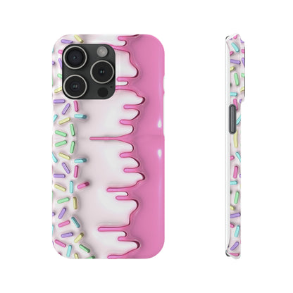 Pink Frosted iPhone 15 Case Cake With Sprinkles Background 3D Style Print Ultra-Slim Phone Case