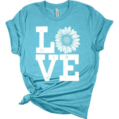 Womens Love Sunflower Shirt Floral Graphic Tee